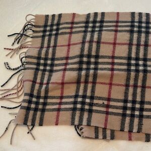 Burberry Beige and Black Plaid Scarf